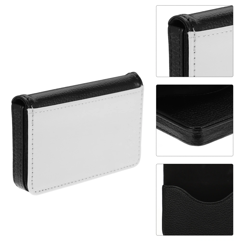 1pc Practical PU Leather Business Cards Holder ID Cards Protection Cover (Black)