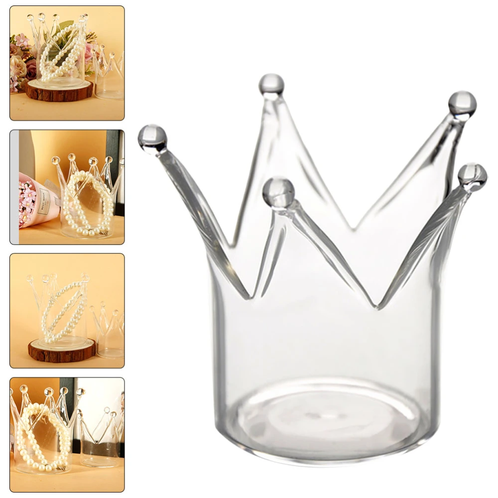 1pc Creative Crown Shaped Candlestick Glass Candle Holder Home Decoration