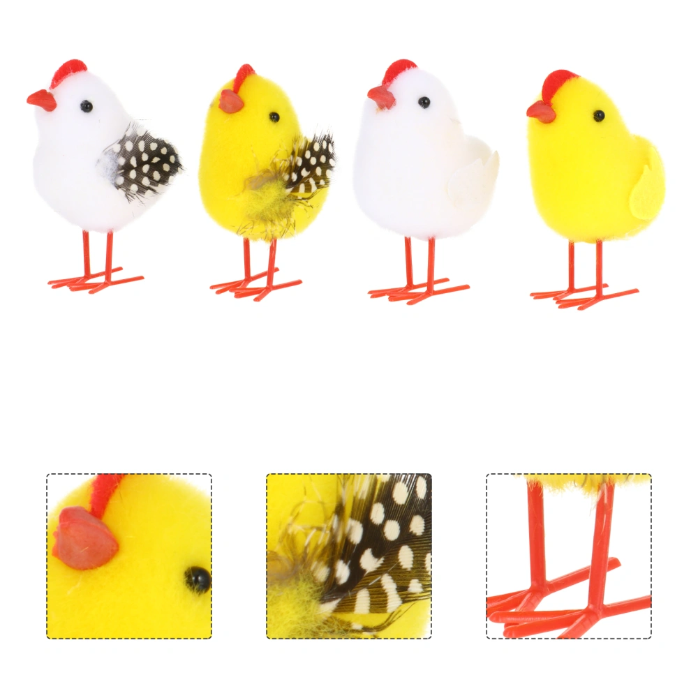 4 Pcs Creative Easter Chicken Adornment Simulation Chicken Decorative Props