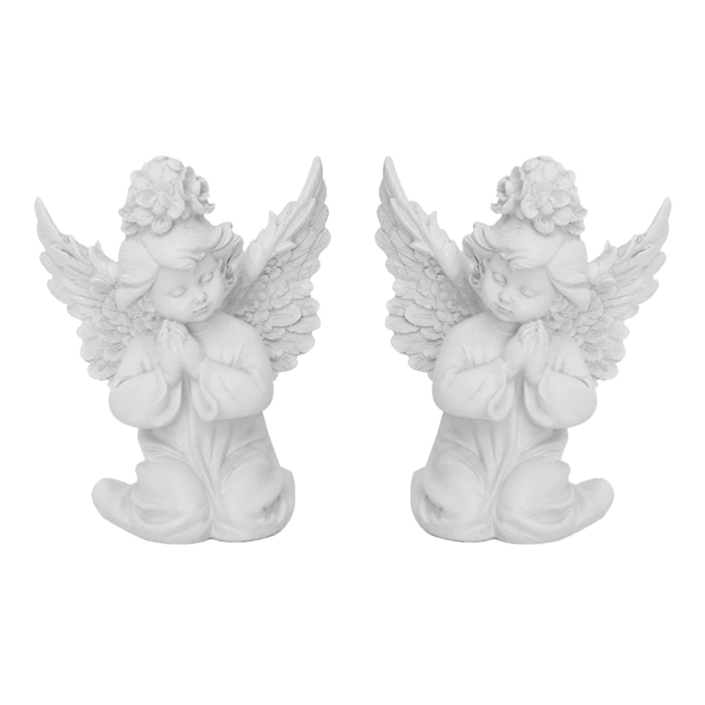 1 Pair Angel Statue Decorative Retro Angel Sculpture Desktop Layout Sculpture