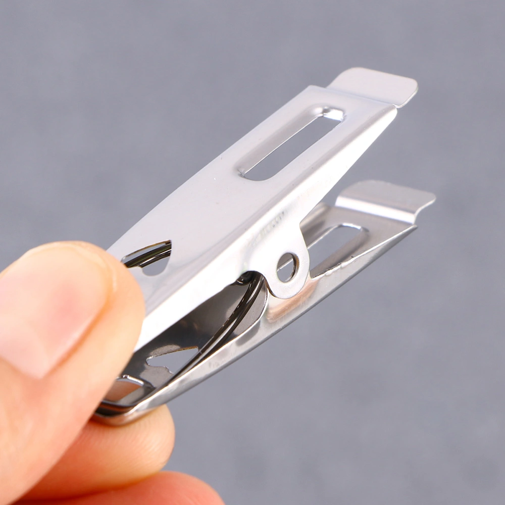 50Pcs Stainless Steel Clamp Windproof Clothespin Small Flat Duck Bill Quilt Silver Hanger