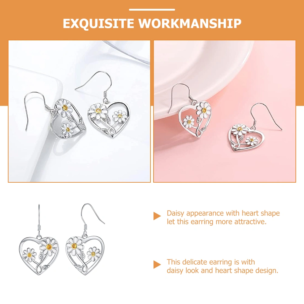 1 Pair Heart Earrings Women Daisy Earrings Lady Earrings Fashion Ear Jewelries