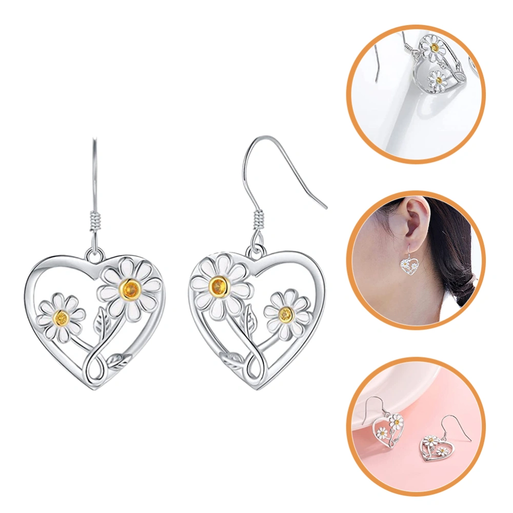 1 Pair Heart Earrings Women Daisy Earrings Lady Earrings Fashion Ear Jewelries