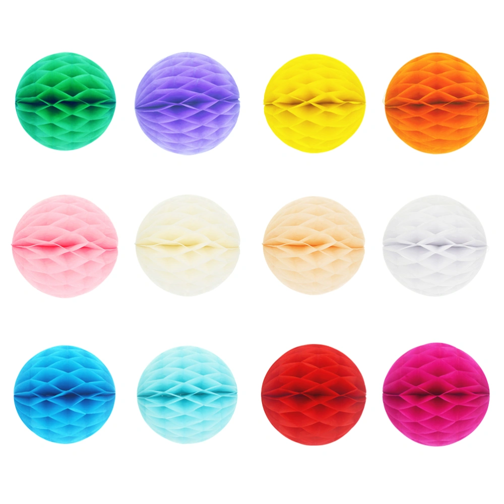 12pcs 15cm Creative Paper Banner Honeycomb Ball Garland Hanging Decorations Party Pendant (Random Color)