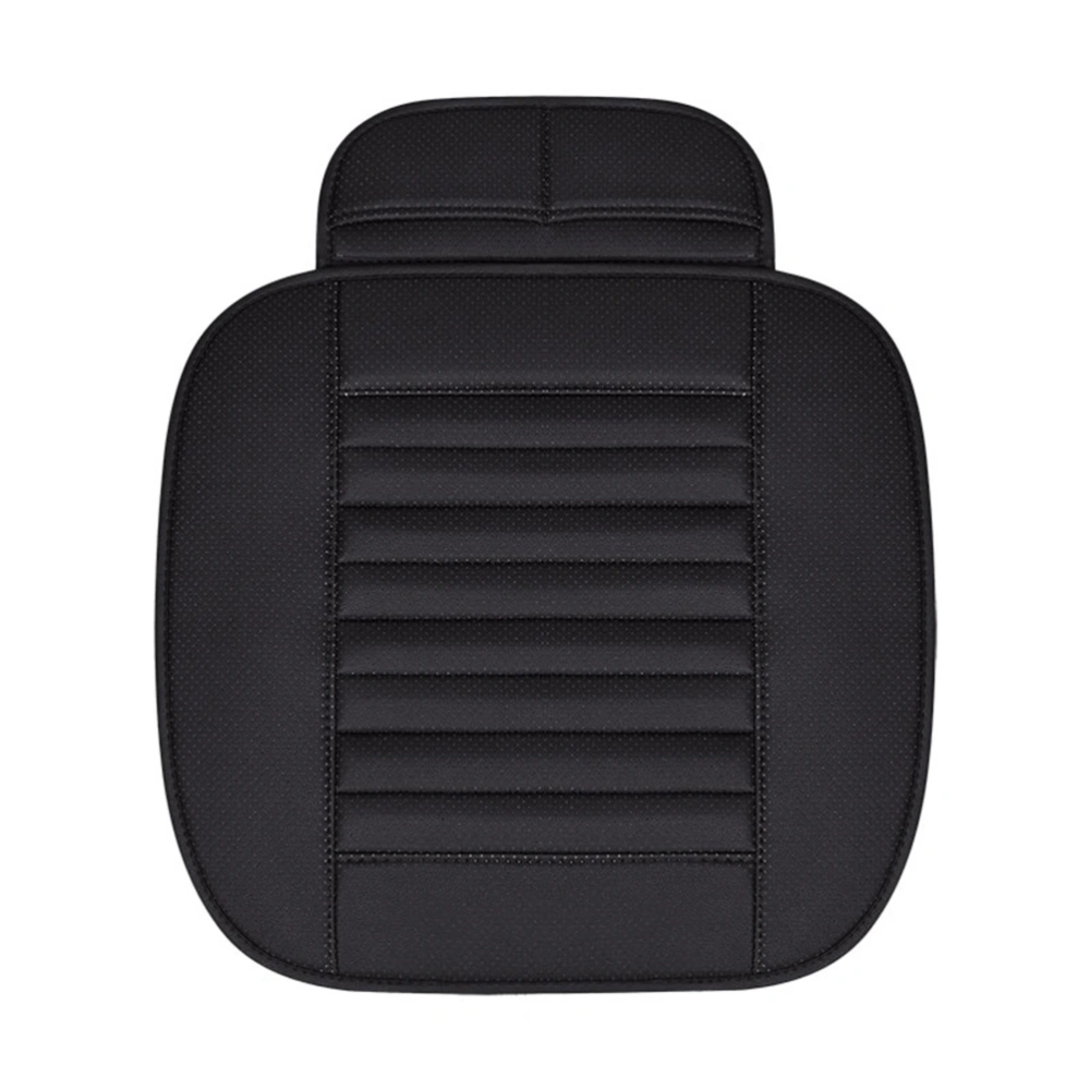 Four Seasons General Pu Leather Bamboo Charcoal Breathable Comfortable Car Interior Seat Cushion Cover Pad Mat for Auto Car Supplies (Black)