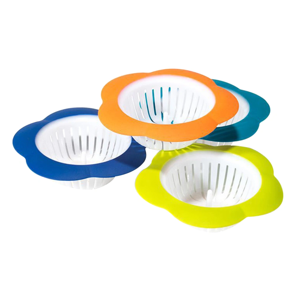 4pcs Flower Shape Floor Drain Network Kitchen Bathroom Deodorant Plastic Sink Floor Drain Portable Drain Sink Strainer Random Color