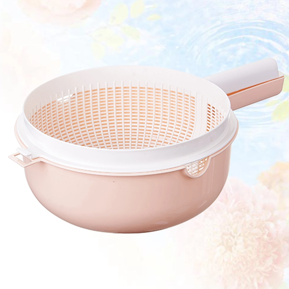 Plastic Handles Rice Wash Basket Double Layer Drain Basket  Kitchen Fruit Vegetable Wash Colanders Kitchen Utensils