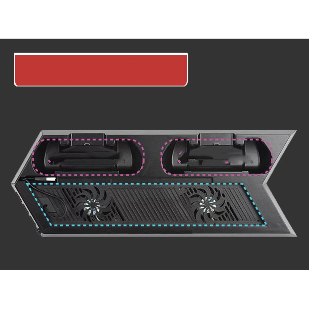 Vertical Stand with Cooling Fan for PS4 Controllers Charging Station with Dual Charger Ports and USB HUB for PlayStation 4