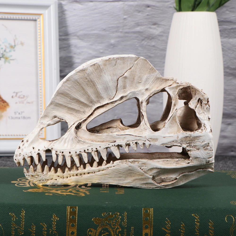 1pc Dinosaur Skeleton Decoration Synthetic Resin Ornament Creative Fish Tank Decoration Aquarium(Khaki)