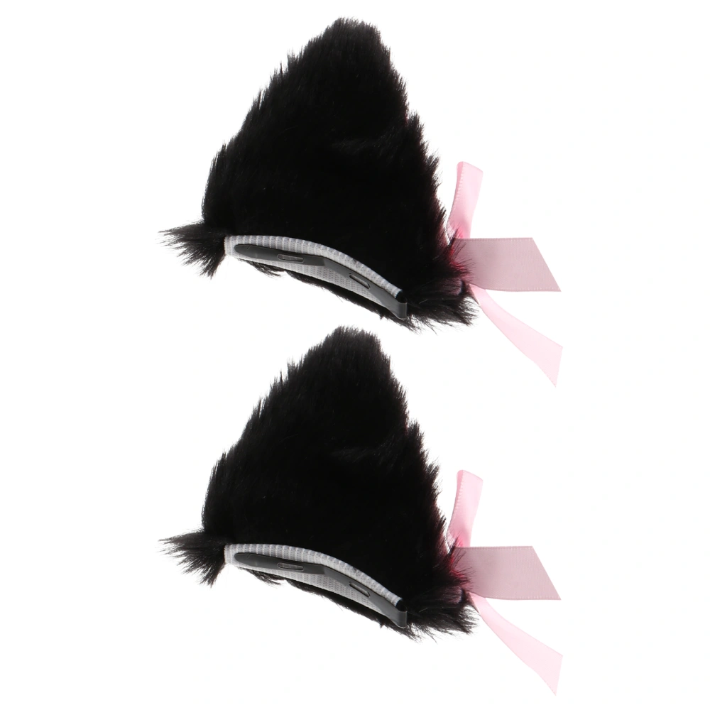 1 Pair Cosplay Fancy Cat Ears Hair Clip with Bell Adorable Cat Ear Hair Pin