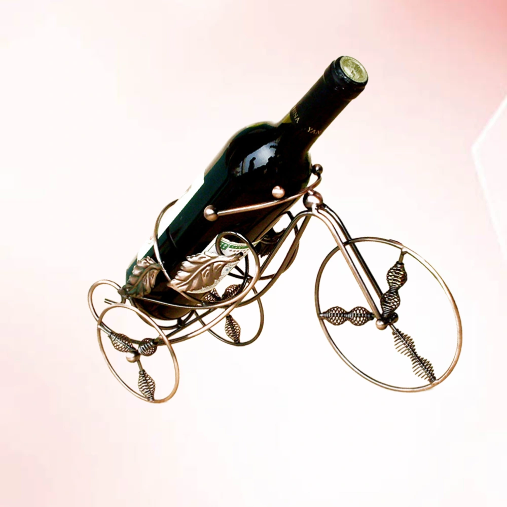 1Pc Decorative Iron Art Red Wine Bottle Rack Creative Retro Tricycle Shaped Wine Rack Delicate Red Wine Stand Wine Holder (Red Copper)