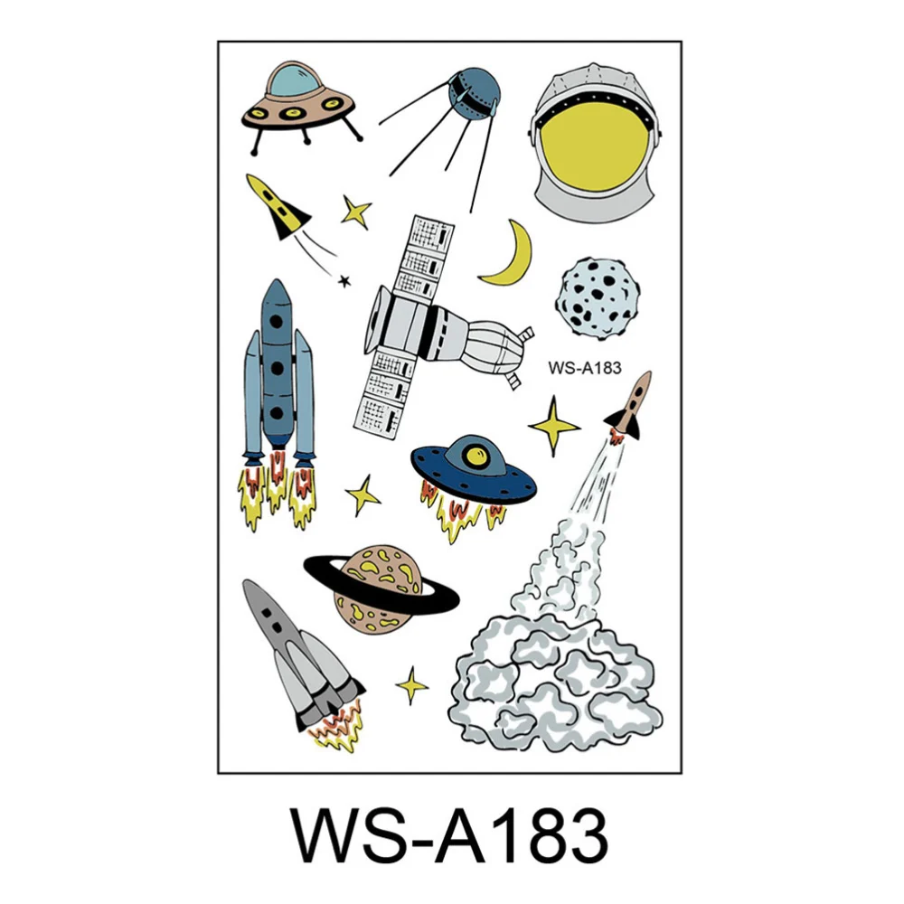 20 Sheets Spaceship Astronaut Temporary Tattoos Waterproof Stickers Space Theme Environmentally Friendly Decals Self-adhesive Decor for Children Kids(Random Pattern)