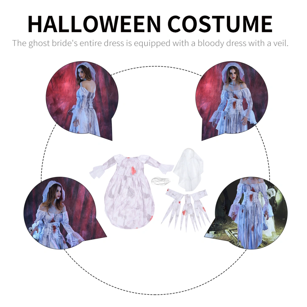 1Pc Halloween Role Play Ghost Bride Costume Zombie Game Masquerade Costume