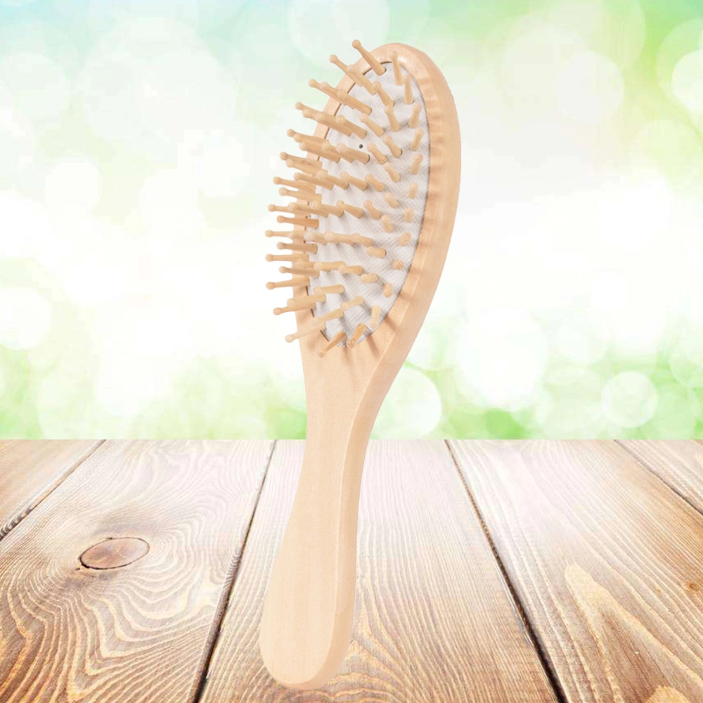 1pc Wooden Handle Hair Brush Natural Rubber Cushion Paddle Hair Brush Head Scalp Massage Comb