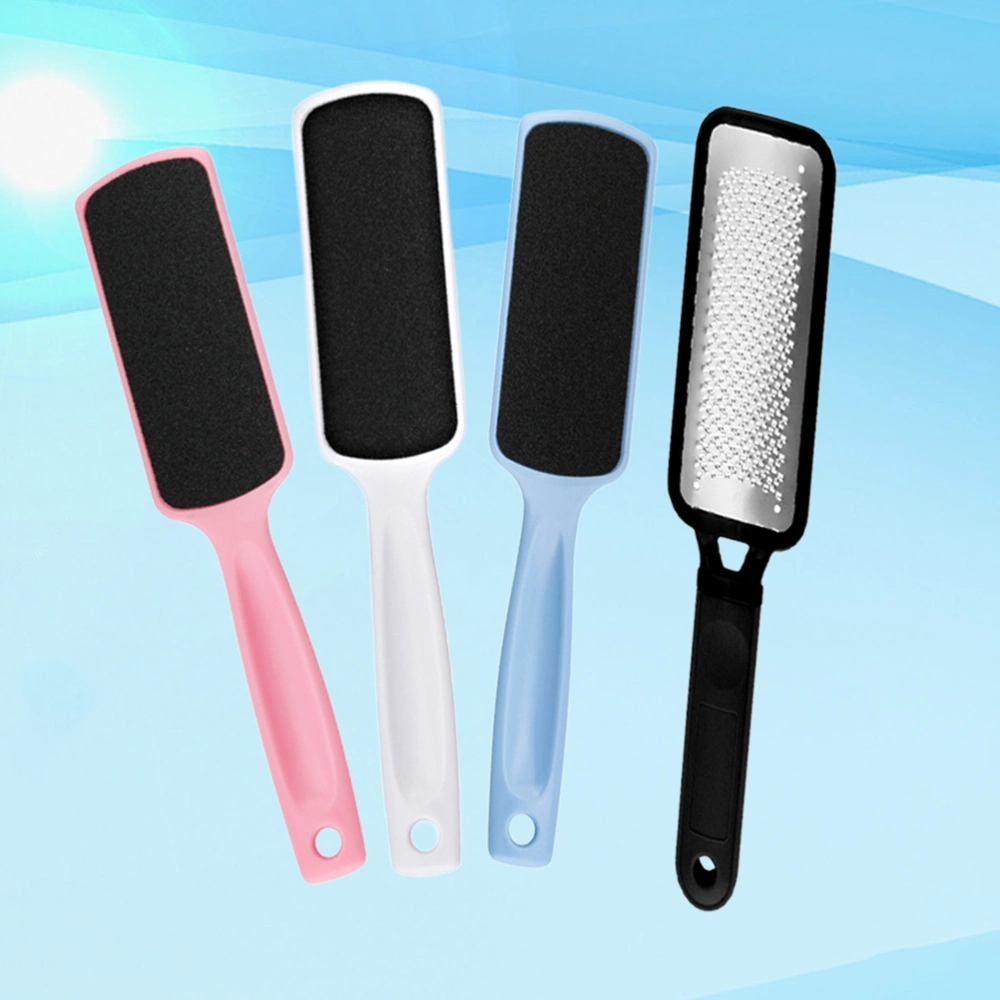 Double Sided Foot Grinding Tool Multi-purpose Foot File Exfoliator Pedicure Tools (1pcs Black Stainless Steel Foot File, 3pcs White, Pink, Light Blue Double-sided Sandpaper Foot Rub)