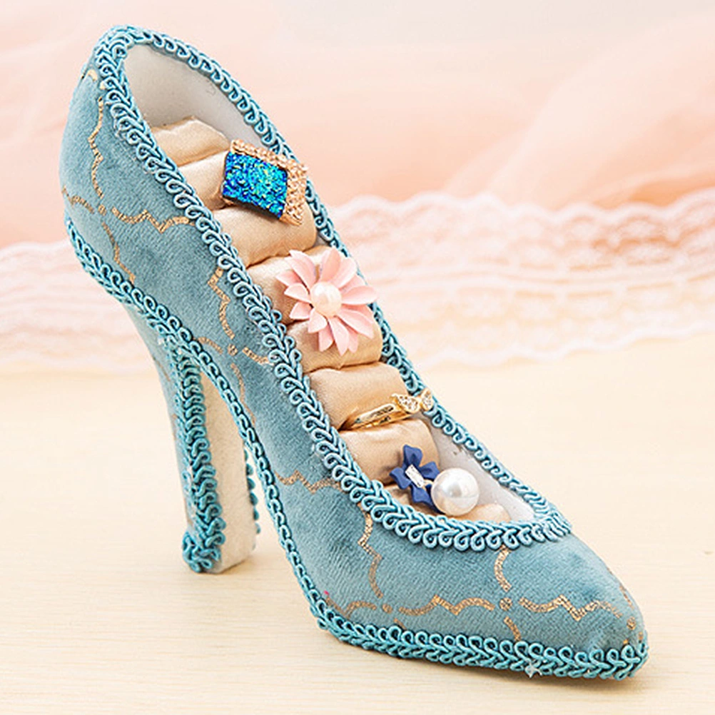 Blue Series High Heel Shape Jewelry Holder Exquisite Display Rack Gilding Jewelry Organizer