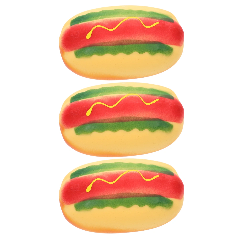 3Pcs Simulation Hot-dog Squeeze Toys Supple Food Pinch Toys Small Food Squeeze Toys