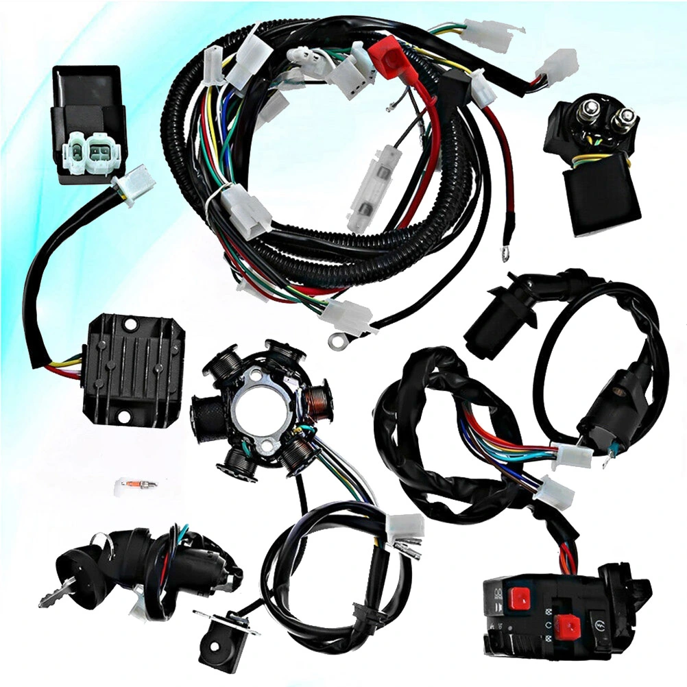 Replacement ATV Ignition Coils Start Up Wire Harness Compatible for GY6 125CC-150CC (Black, Random Color Accessory)