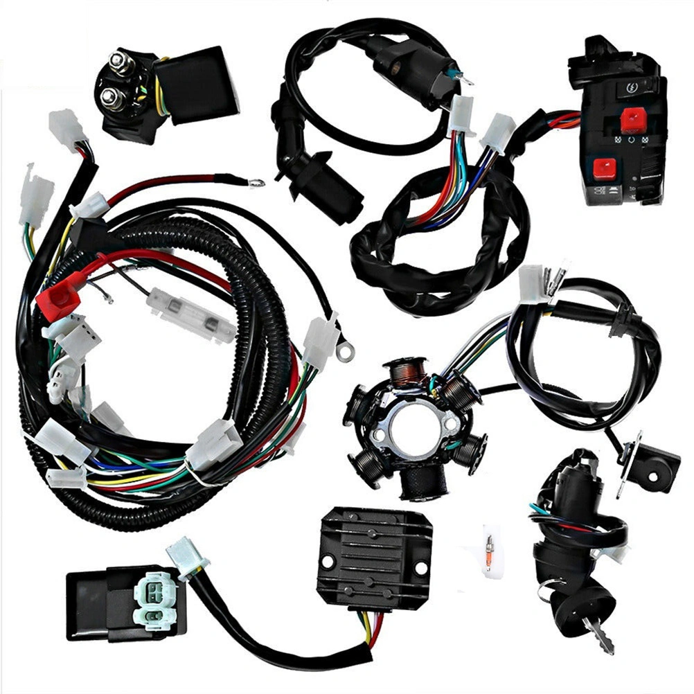 Replacement ATV Ignition Coils Start Up Wire Harness Compatible for GY6 125CC-150CC (Black, Random Color Accessory)
