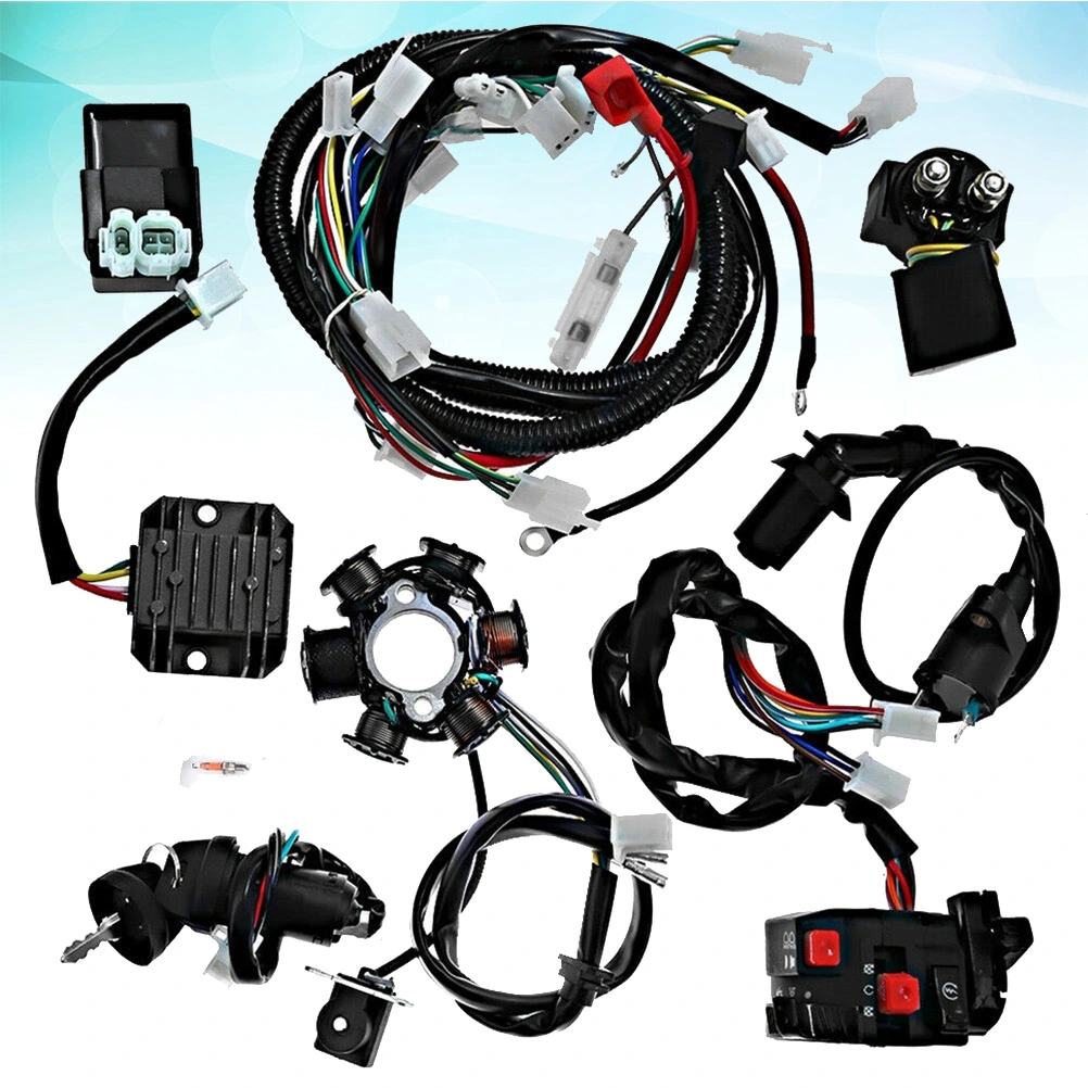 Replacement ATV Ignition Coils Start Up Wire Harness Compatible for GY6 125CC-150CC (Black, Random Color Accessory)