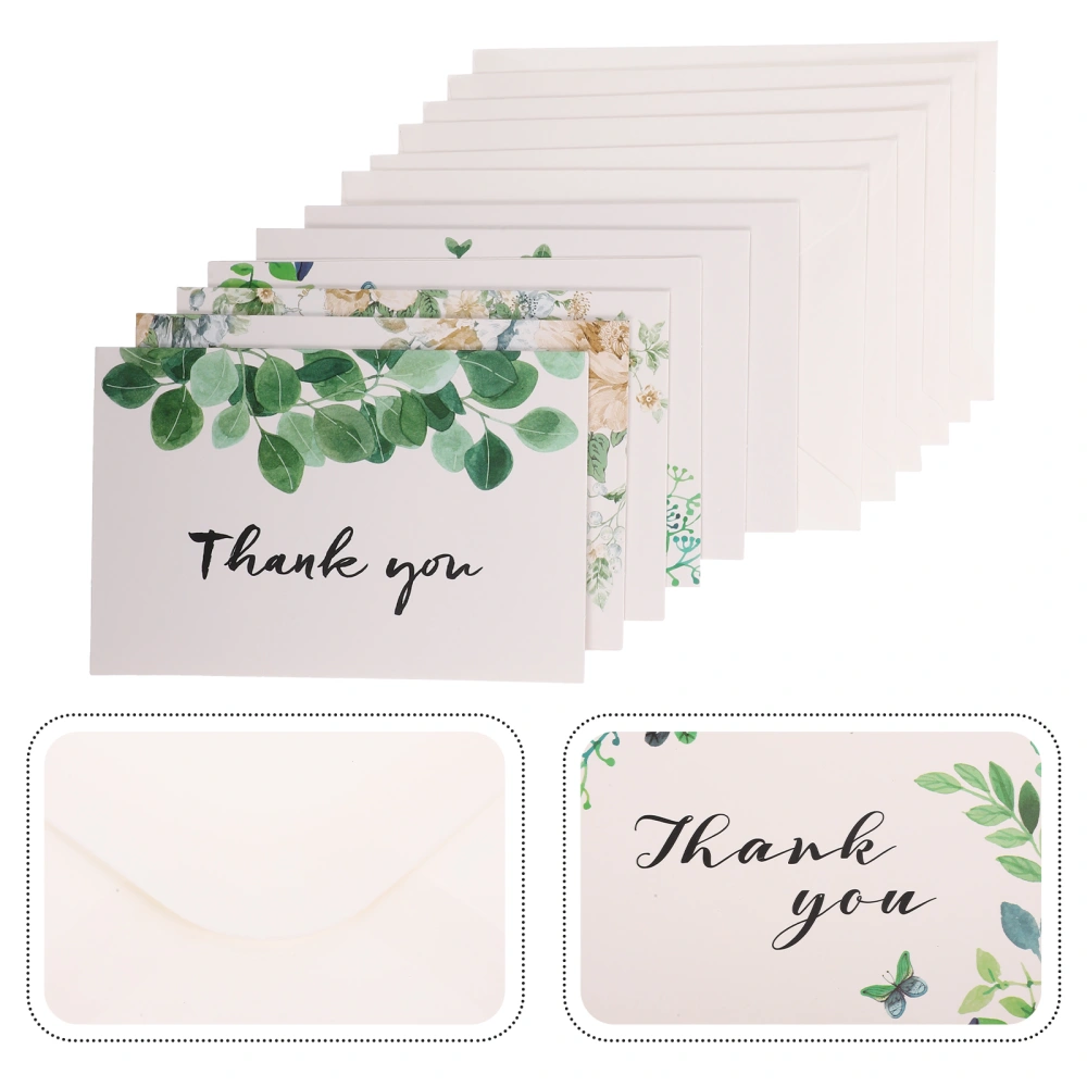 12pcs  Flower Grass Pattern Cards Thanksgiving Day Gift Mother's Day Thank You Cards