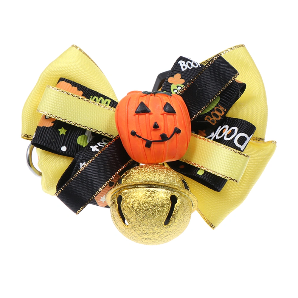 Adjustable Bow Tie Collars Pumpkin Festival Pet Collar Bell Bowknot Pet Supplies For Dogs Party Props Size S