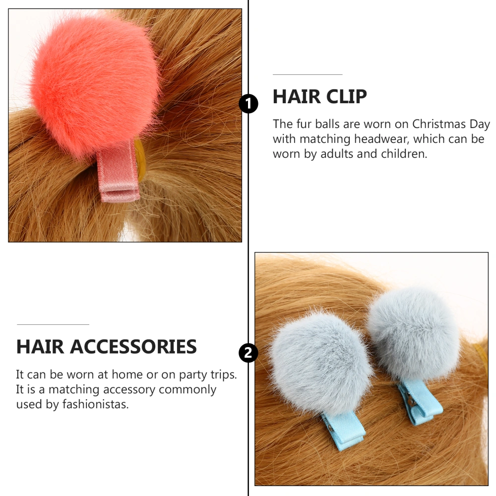 12Pcs Ball Pompom Hair Clips Fluffy Ball Fur Barrettes Pom Fur Clip for Toddlers