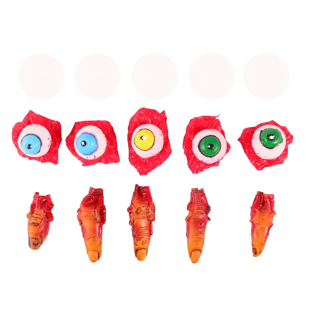 10 Pcs Halloween Props Bloody Scary Creepy Prank Props Trick Toy for Horror Party Spooky Decorations (5 Dark Severed Fingers, 5 Colorful Eyeballs)