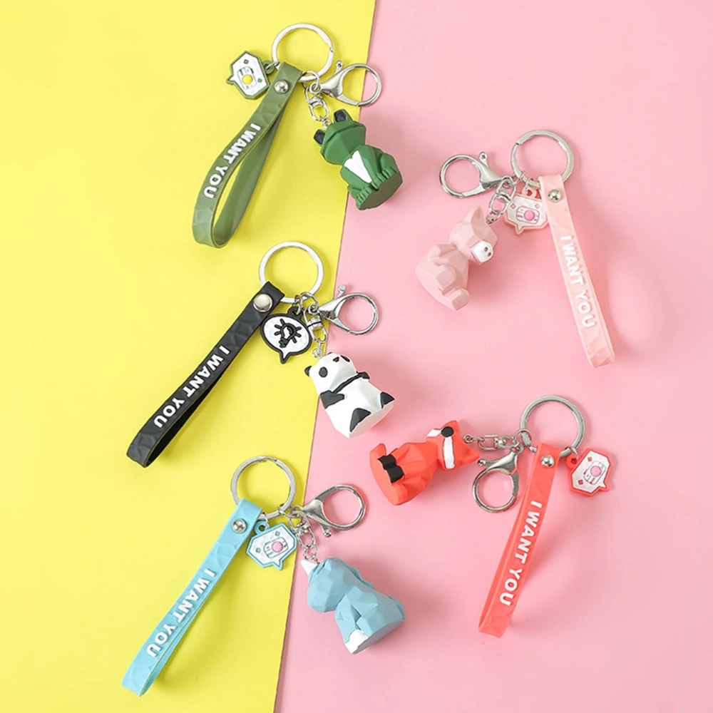 3pcs PVC Keychains Geometric Facets Keyring Hanging Pendant Decor for Purse Handbag Car Key (with Lanyard)