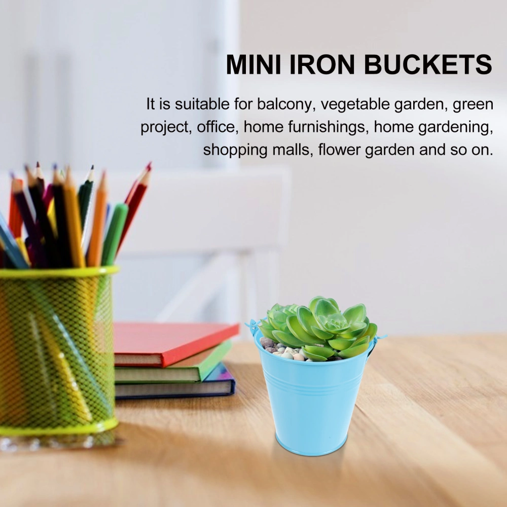 6pcs Mini Iron Buckets Flower Arrangement Metal Bucket Mini Decorative Bucket