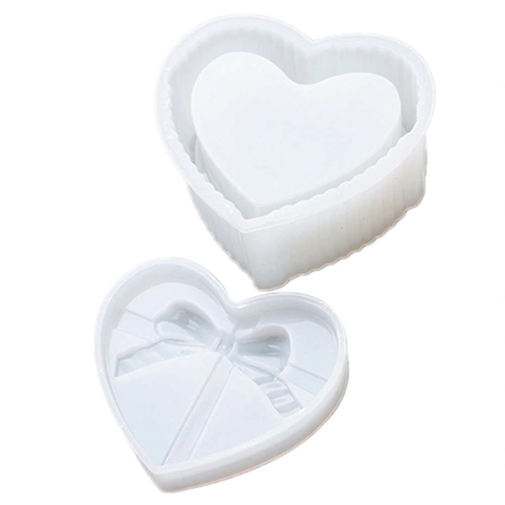 1 Set Crystal Epoxy DIY Heart-shape Storage Gift Box Mold Bow Silicone Mold