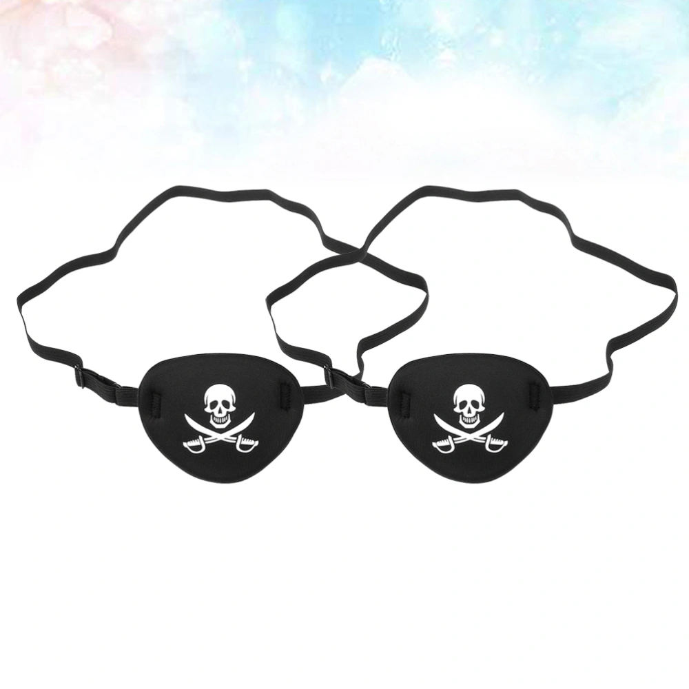 2pcs Adults Pirate Eye Patch Skull Crossbone Eye Patch Eye Mask for Halloween (Black)