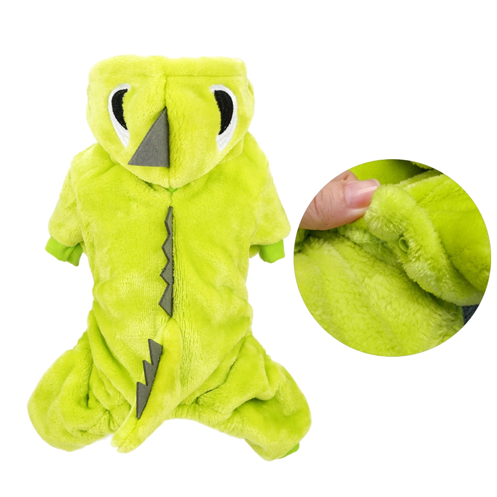 Funny Autumn Winter Pet Costume Dinosaur Cosplay Clothes for Puppy Dog Green Size XS