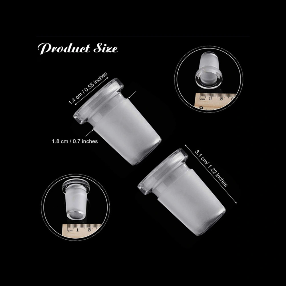 2pcs Glass Stem Pipe Adapters Clear Glass  Stem Converters for Laboratory