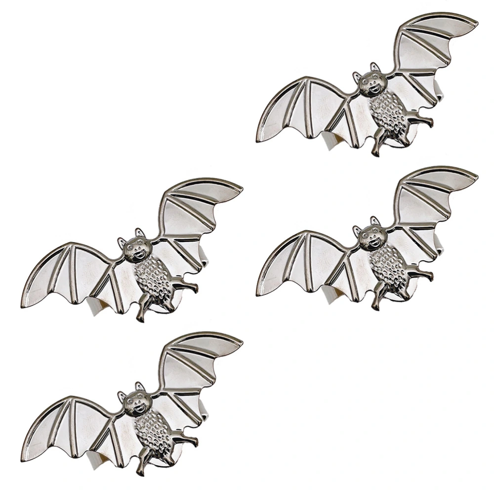 4Pcs Halloween Creative Bat Shaped Napkin Rings Halloween Napkin Rings (Black)