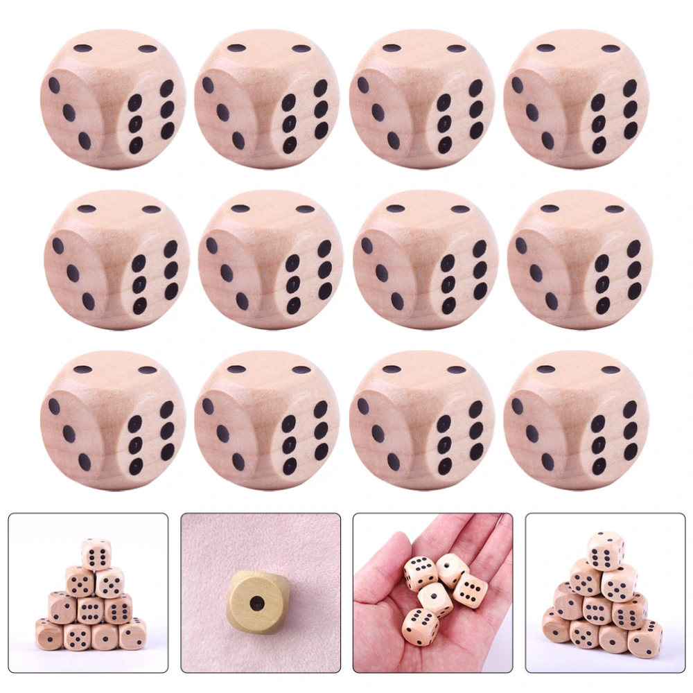 30Pcs Wooden Point Dices Simple Game Dices Funny Game Dices Hexagonal Dices