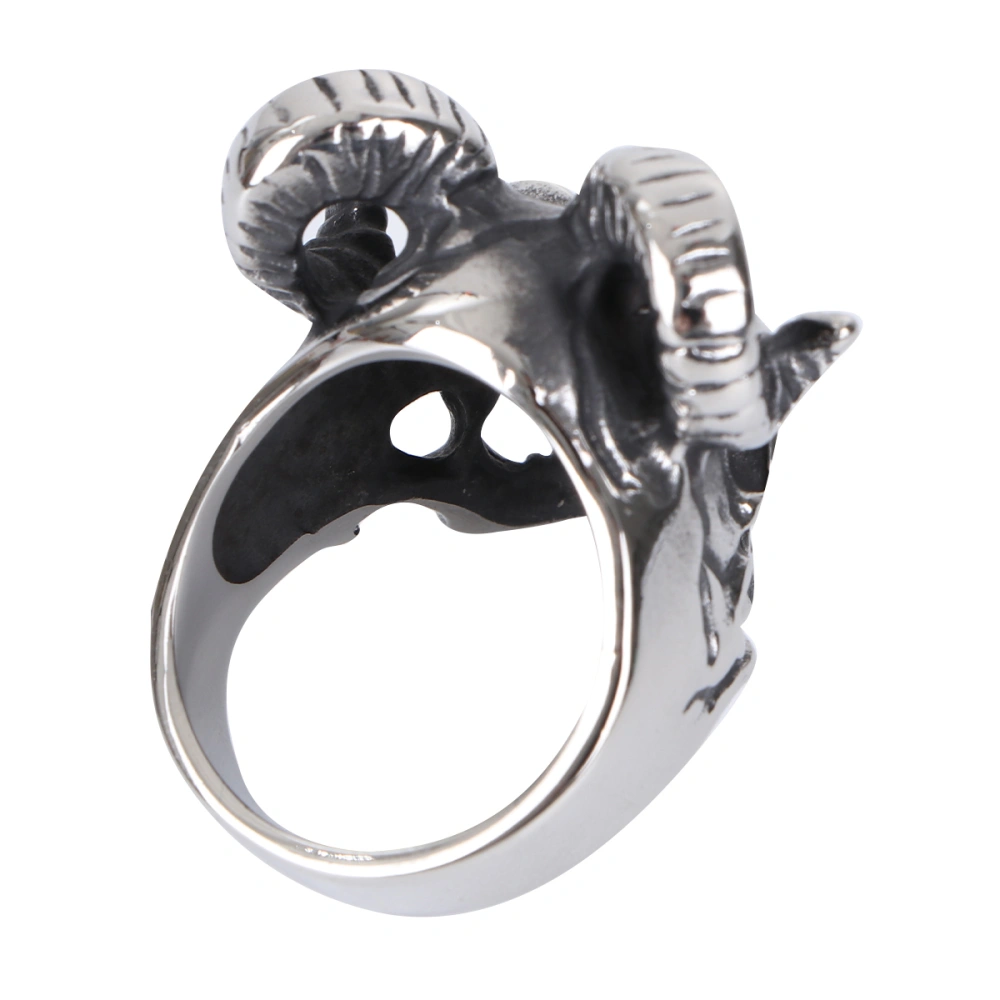 Punk Ram Skull Finger Ring Man Stainless Steel Finger Ring Animal Shape Ring Supplies Size 11