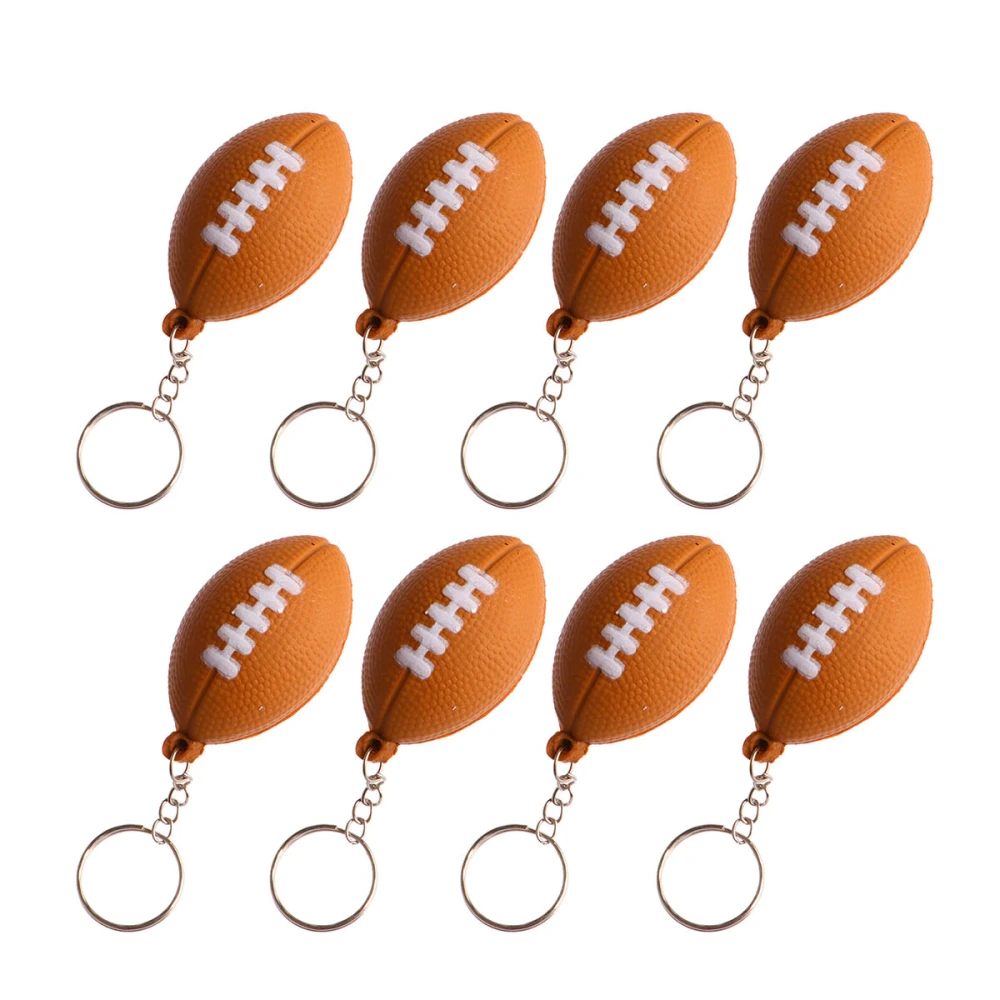 9pcs PU Rugby Pendant Keychain Rugby Pendant Keychain Creative Pendant Keychain (Coffee Rugby)