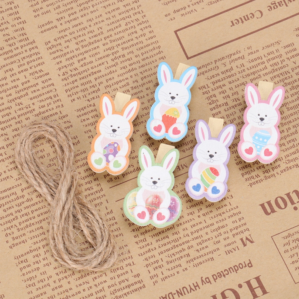 40pcs Wooden Cartoon Animal Clips Photo Craft DIY Clip Picture Decor Easter Rabbit Clips