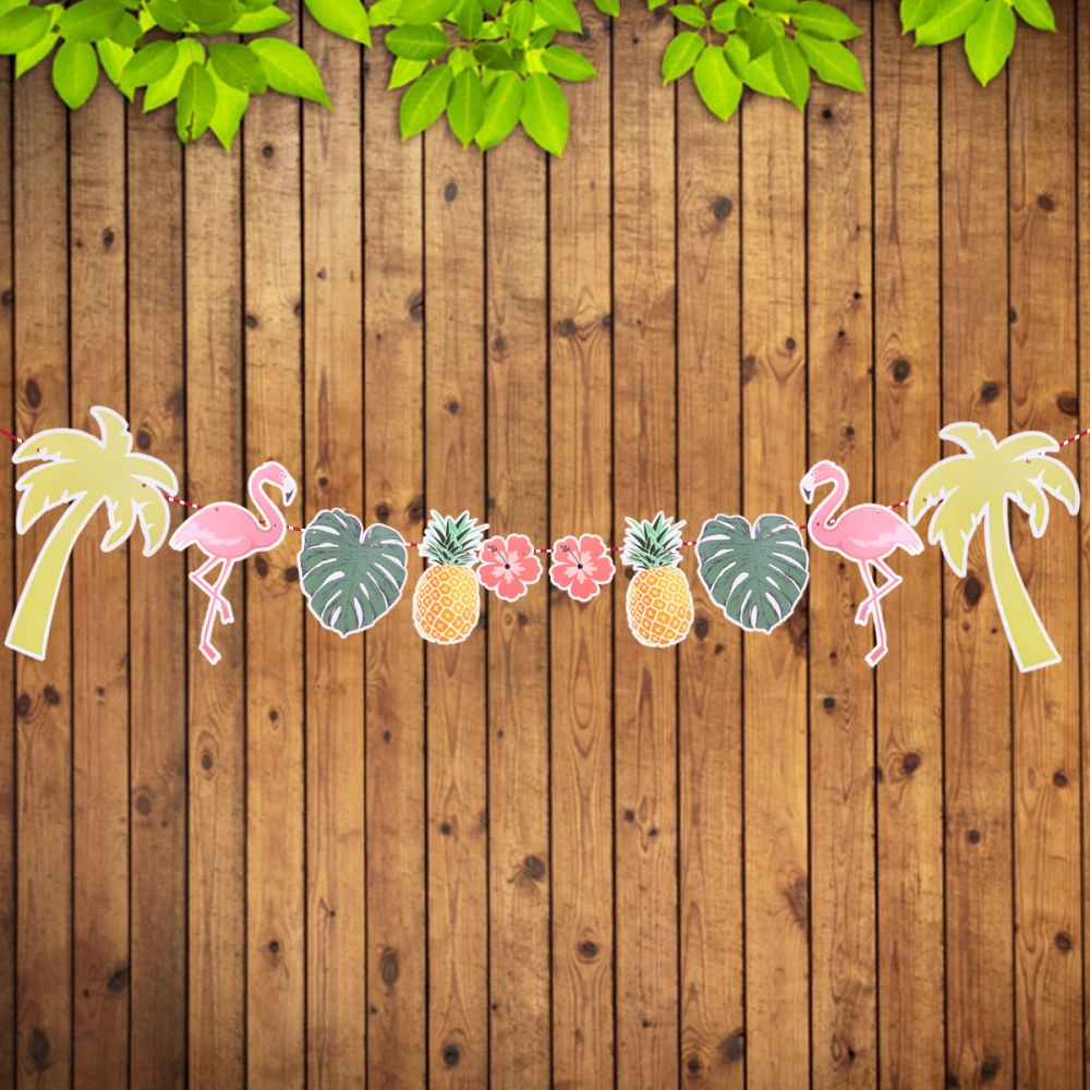 3M Hawaii Paper Banner Flamingo Pineapple Coconut Tree Flower Hanging Garland Decoration Party Supplier