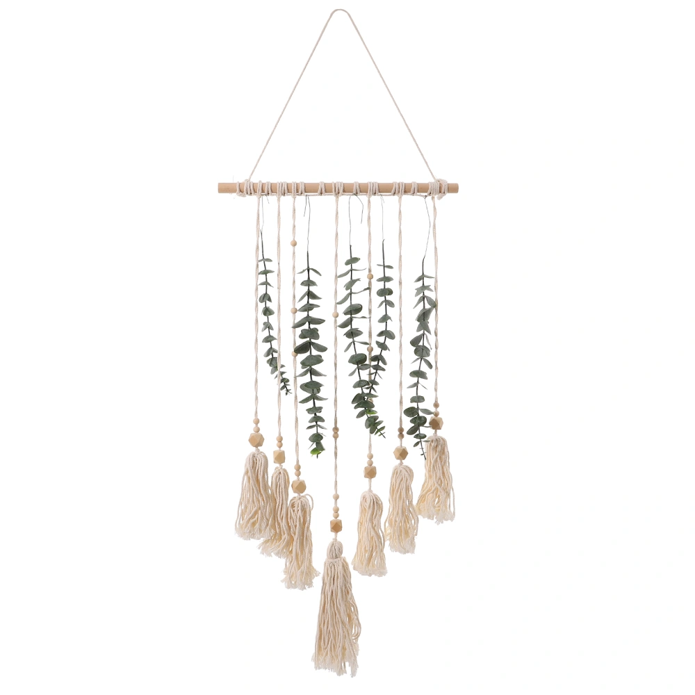 1Set Macrame Woven Wall Hanging Plant Artificial Leaf Wall Hanging for Living Room