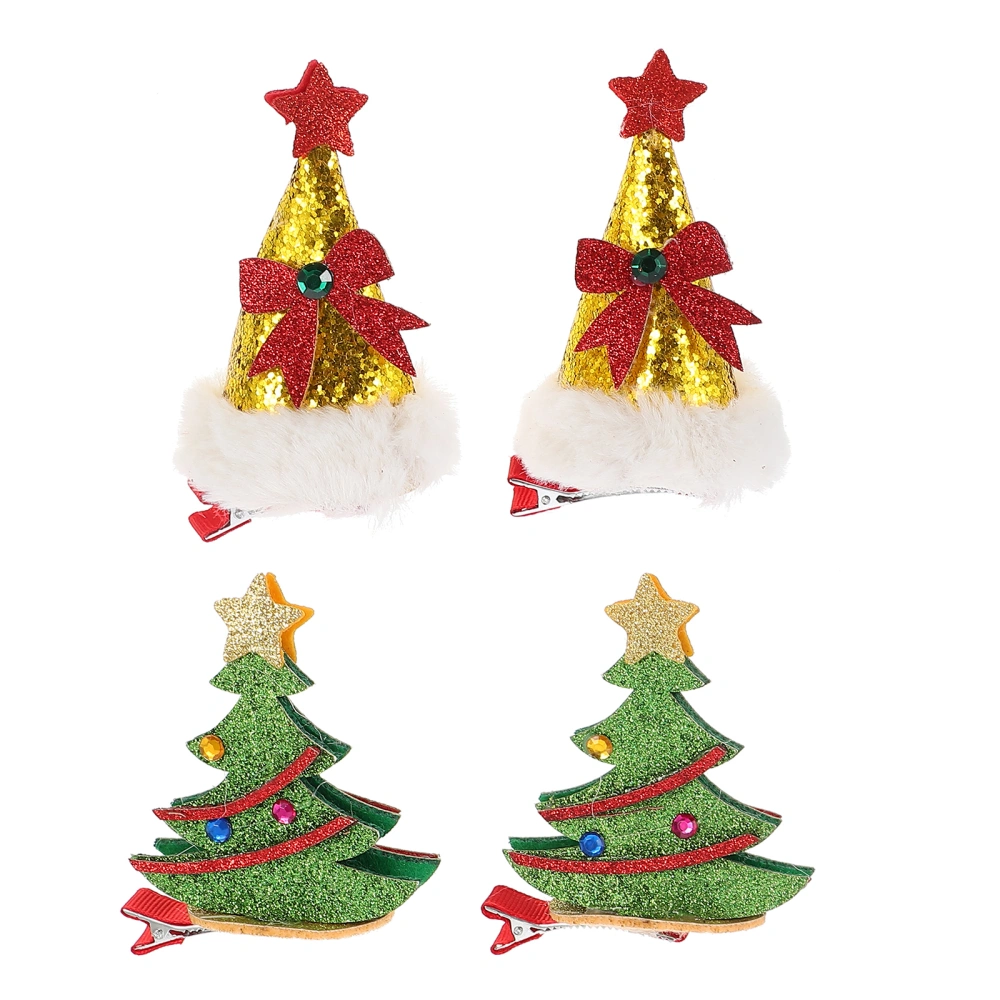 4pcs Christmas Hair Clips Decorative Hairpin Girl Party Headdress Kids Headwear