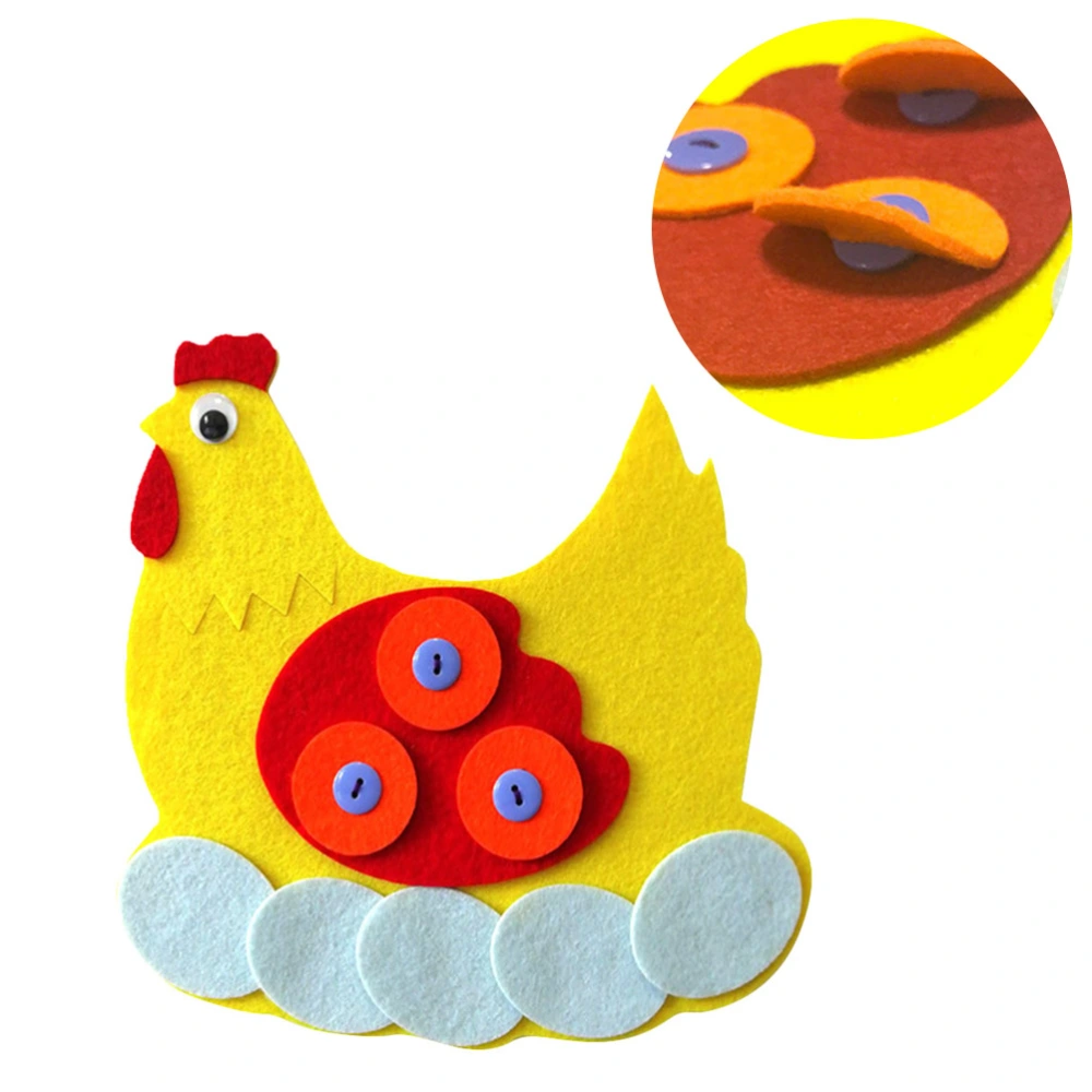 2PCS DIY Nonwovens Handmade Toys Cartoon Hen Hatched Egg Button Toy Funny Hen Hatched Egg Button Toy Early Educational Hen Hatched Egg Button Toy for Kids Playing