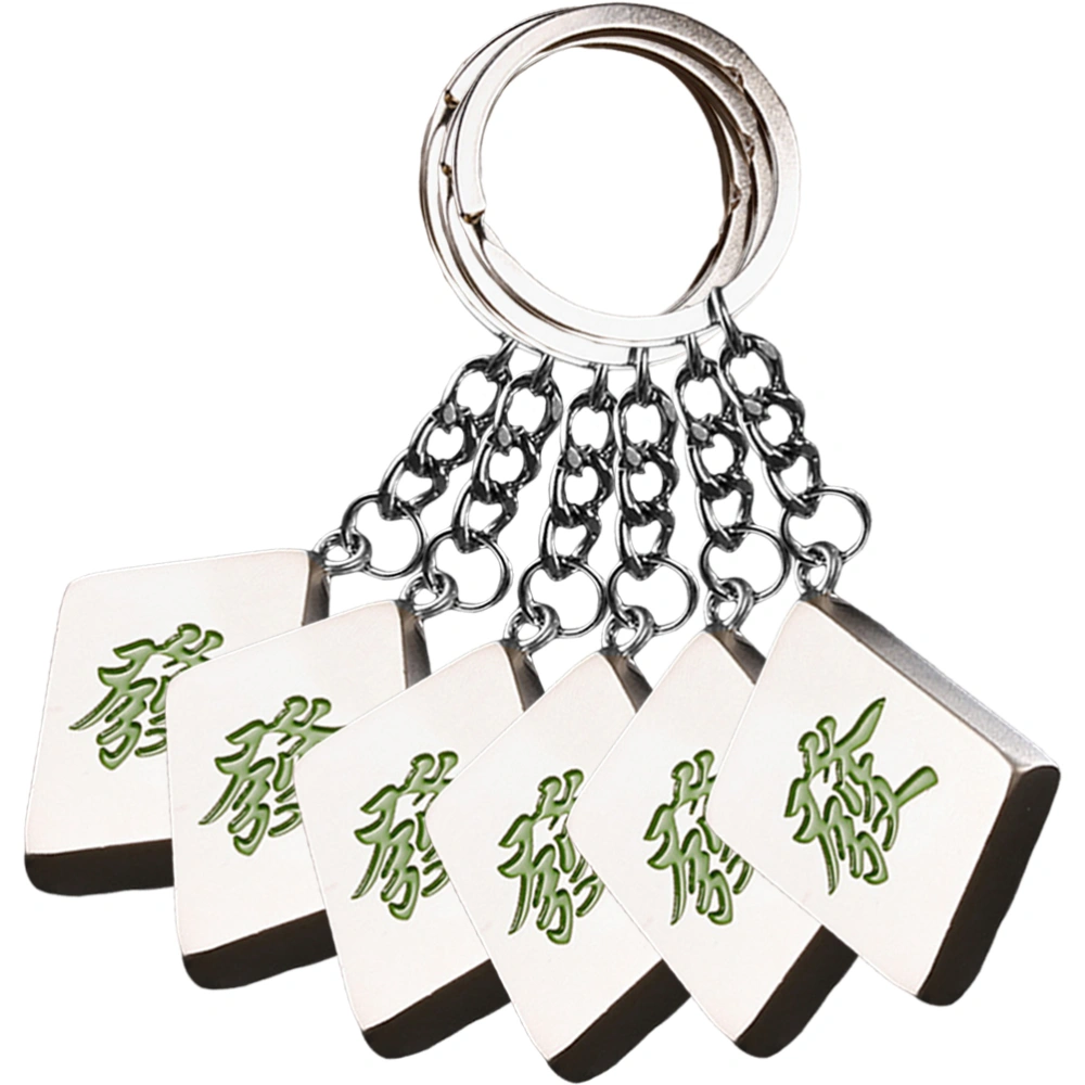 6pcs Creative Mahjong Fortune Key Chains Metal Car Key Fortune Pendants Gifts