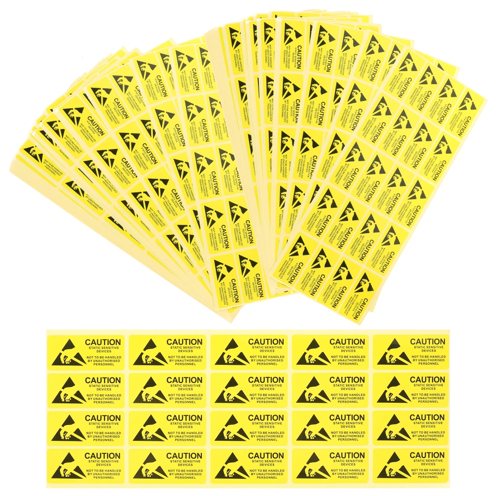 450pcs 55x25mm Static Sensitive Devices Stickers Warning Sign Wall Sticker Wallpaper Shop Decals for School Office Building (Yellow)