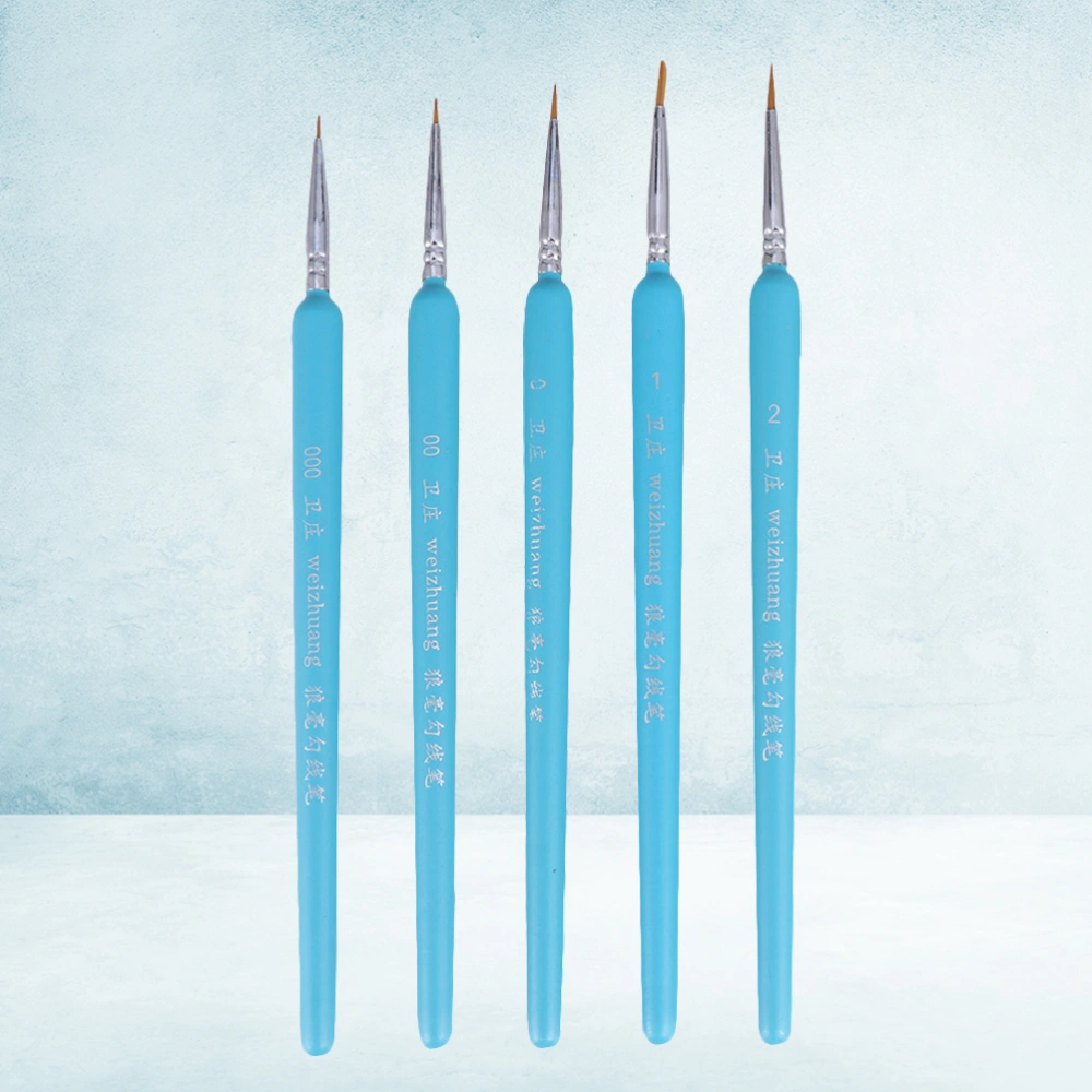 5Pcs Wolf Hair Tip Brushes Professional Detail Paint Brush Fine Detailing Painting Drawing Brushes(Sky-Blue)