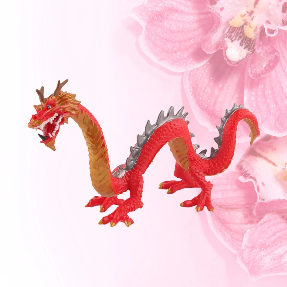 Solid Chinese Dragon Model Animal Toy Animal Figurine Early Educational Developmental Toy for Kids (Red)