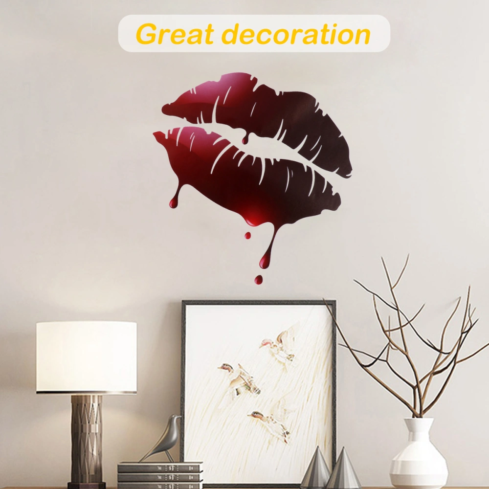 2Pcs Halloween Toilet Sticker Bloody Lip Wall Sticker Blood Drop Lip Decal Mural