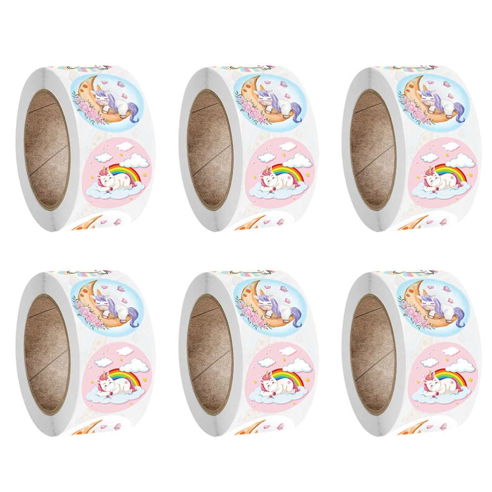 6 Rolls Cartoon Sealing Stickers Adorable Animals Sticker Self-adhesive Sticker for Deocr