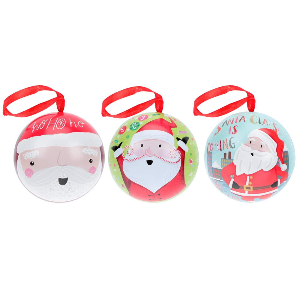 3PCS Creative Christmas Round Shape Storage Box Portable Candy Box Gift Box